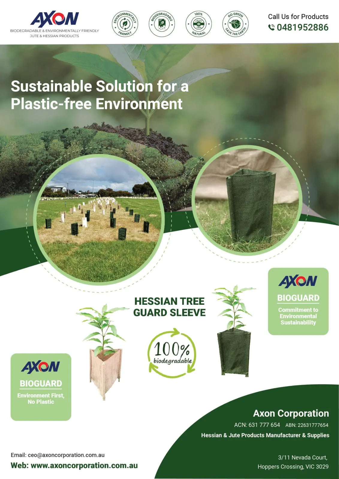 Biodegradable Tree Guard Hessian Sleeves -Natural