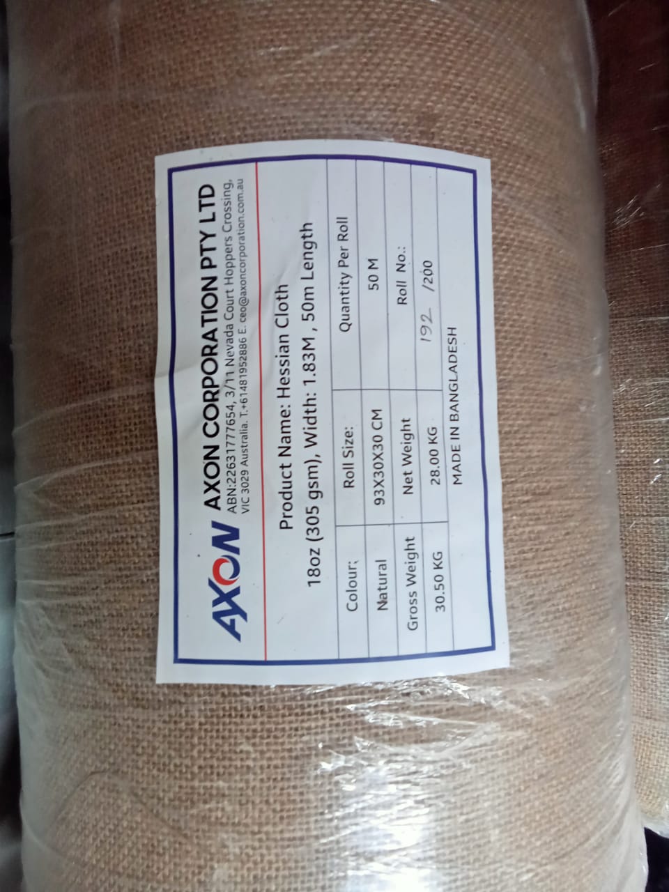Hessian Cloth Heavy Duty 18oz, 1.83 Meter x W, 50 Meter L, 305gsm