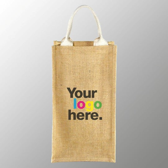 Hessian Two Bottle Wine Gift Bags with Soft Cotton Handles Reusable x 5