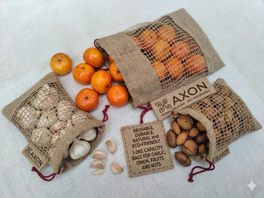 Reusable Biodegradable Eco-Friendly Jute Mesh Drawstring Fruit/Garlic/Nuts Bags