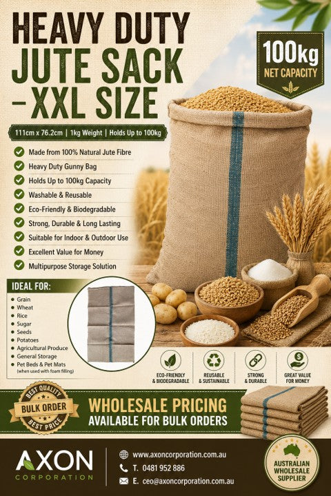 Heavy Duty Jute Sack XXL 111cm x 76.2cm | Commercial Grade Jute Bags
