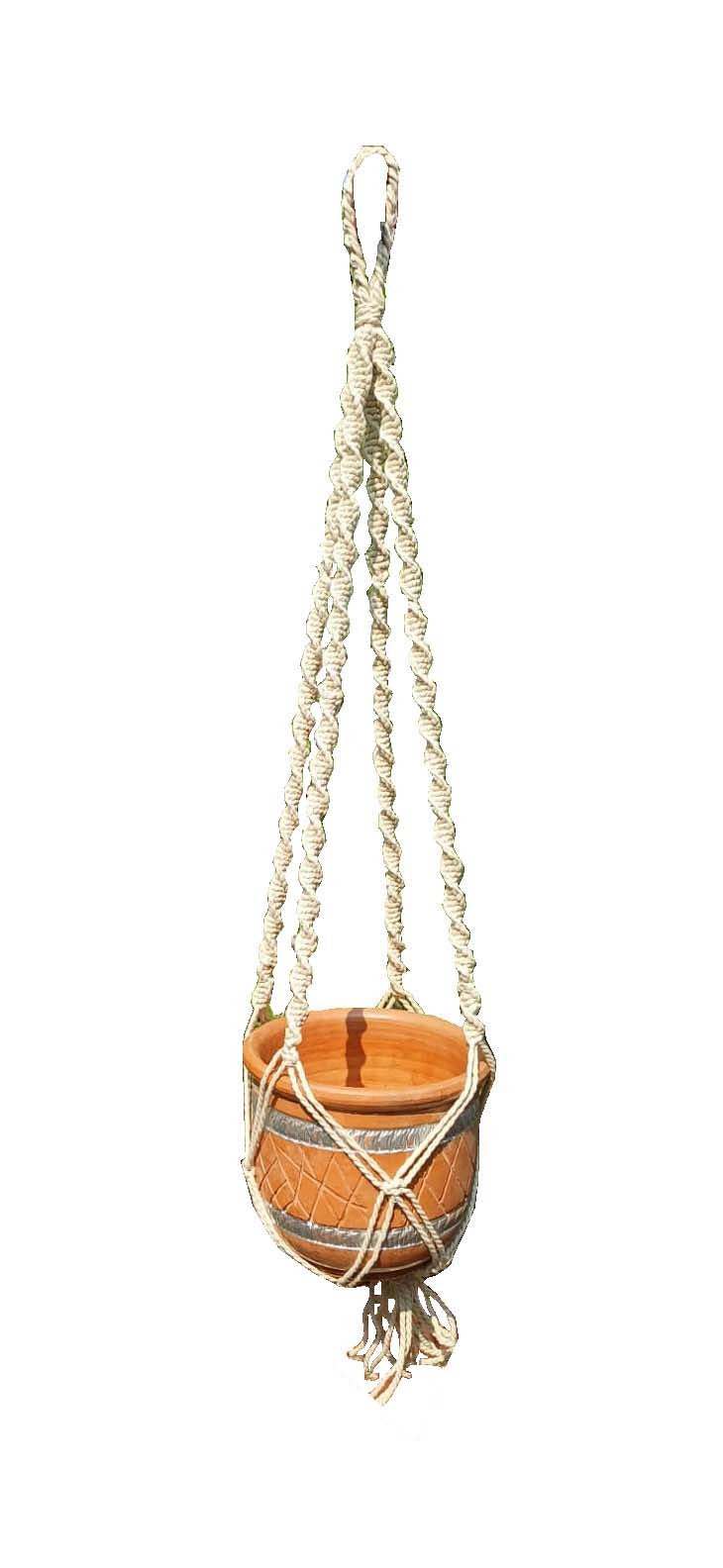 Plant Pot Hanger with a Terracotta Pot , Decorative Indoor Outdoor Handmade Product