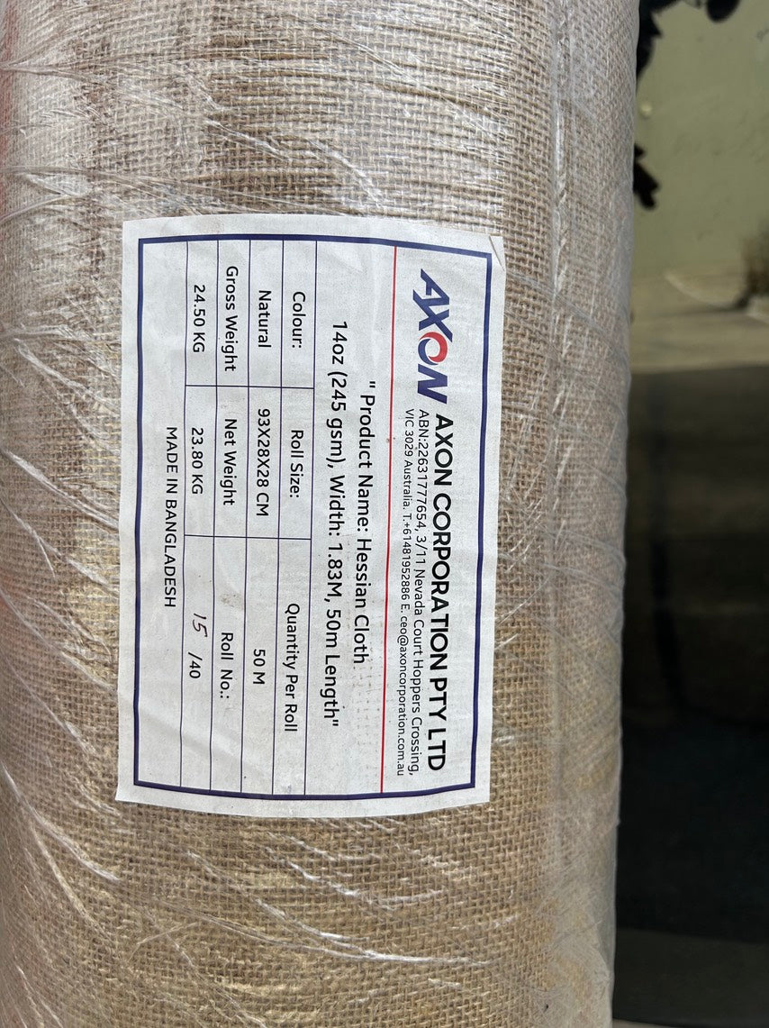 Hessian Fabric 14oz, 1.83 Meter W, 50 Meter L, 245gsm