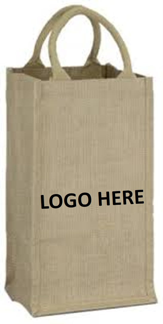 Hessian Two Bottle Wine Gift Bags with Soft Cotton Handles Reusable x 5