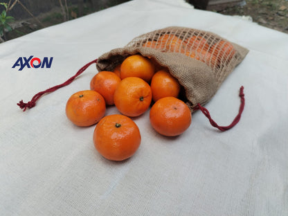 Reusable Biodegradable Eco-Friendly Jute Mesh Drawstring Fruit/Garlic/Nuts Bags